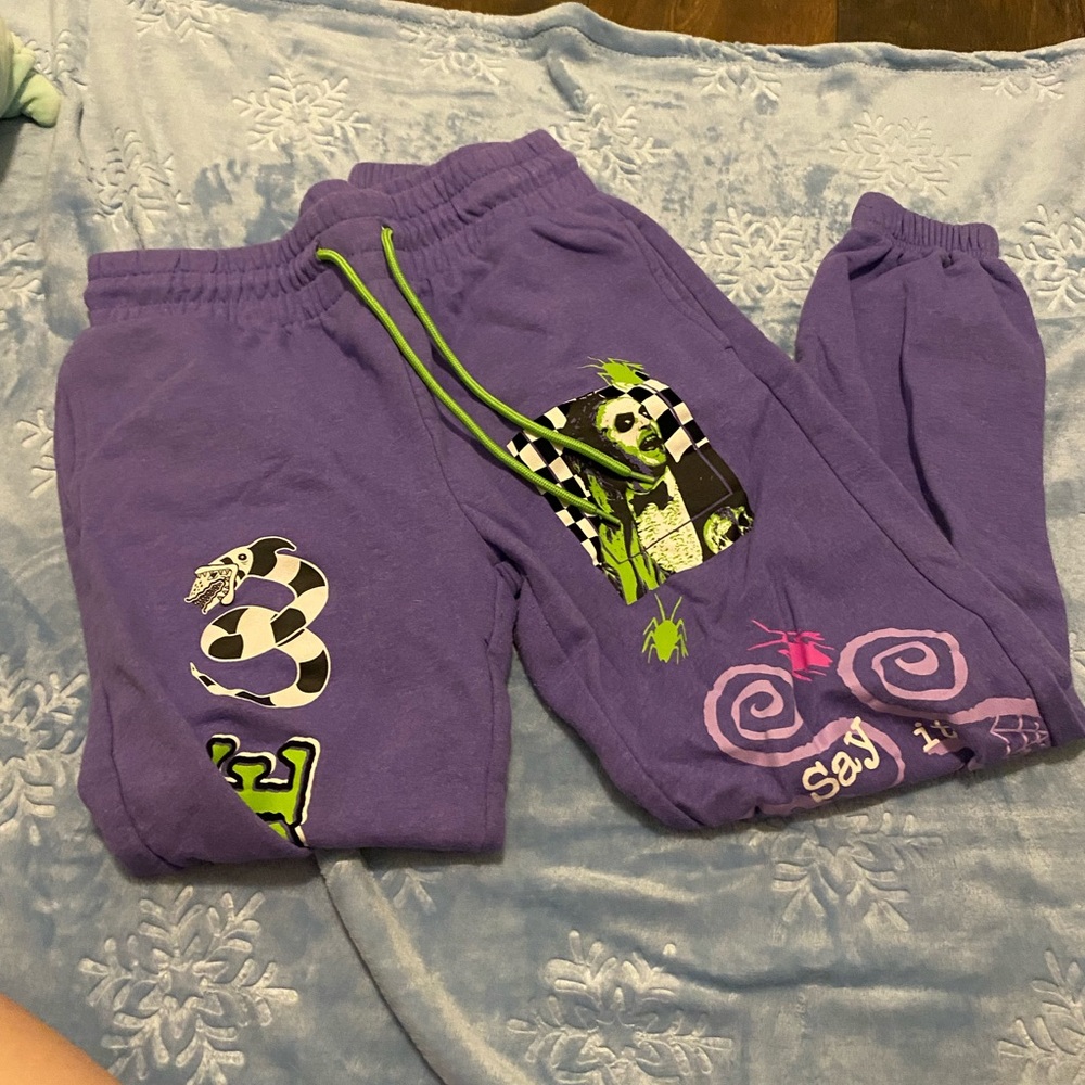 Purple Joggers with Graphic Print